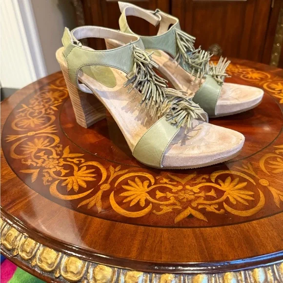 NWOT Aquatalia Women's Green Leather Zeus Heeled Sandal SZ 10 Made in Italy - Picture 10 of 11